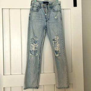90s baggy jeans, distressed